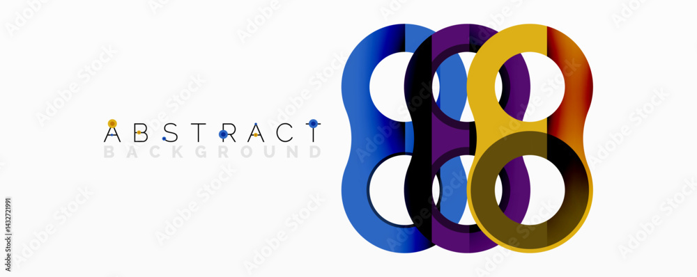 Naklejka premium Colorful abstract design features overlapping circles. Gradient shades create dynamic visual effect. Modern, clean aesthetic.