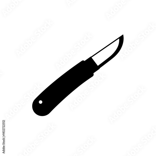Utility knife icon in black silhouette style