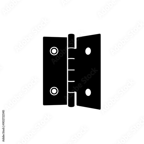 Door hinge vector icon in black silhouette