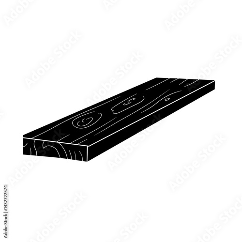 Wooden plank vector icon in black silhouette