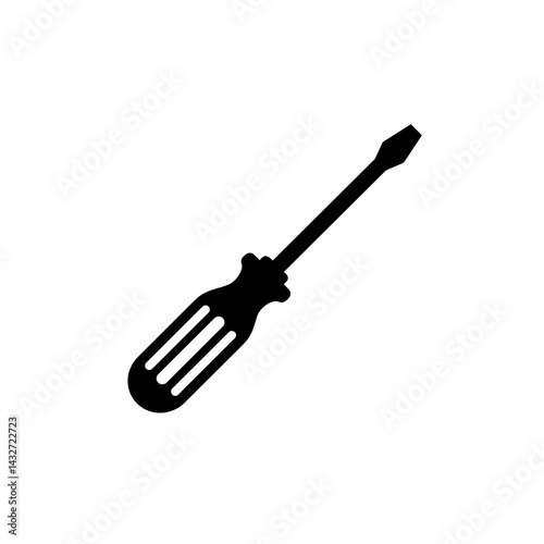Flathead screwdriver icon in black silhouette vector