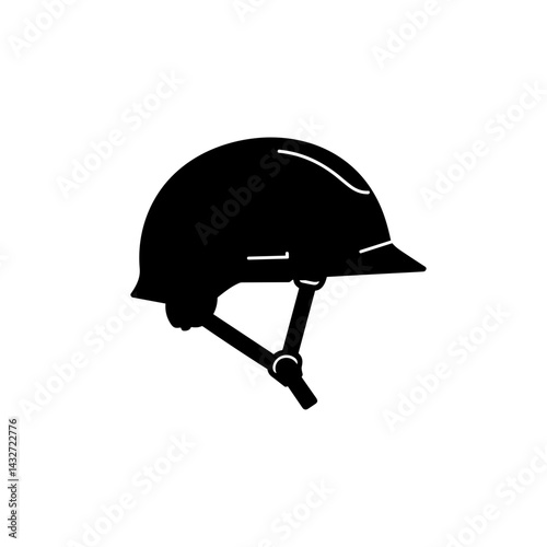 Safety helmet icon for construction workers in black silhouette