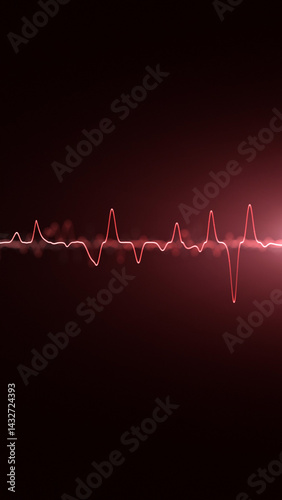 Abstract heart ecg graph with glowing light vertical illustration.