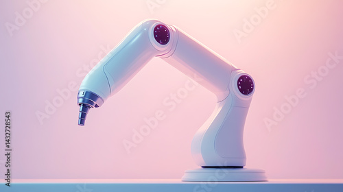 A robotic arm with a seamless, ultra-slim design, gently curved and reaching forward