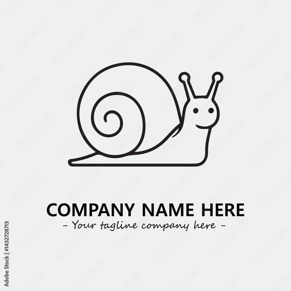 Snail illustration black and white for logo company vector image
