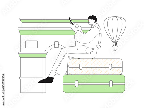 Holiday travel travel characters internet background vector hand drawn illustration
