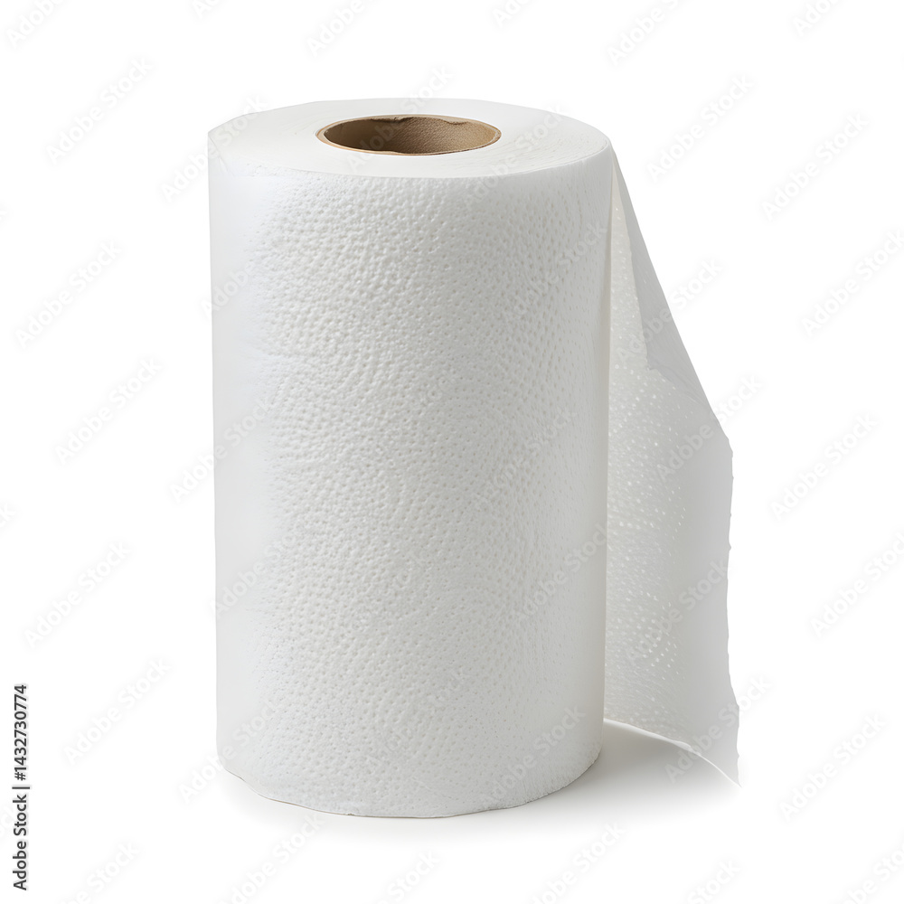A Roll of White Paper Towels, Soft and Absorbent Kitchen Cleaning Supplies A Roll of White Paper Towels, Soft and Absorbent Kitchen Cleaning Supplies