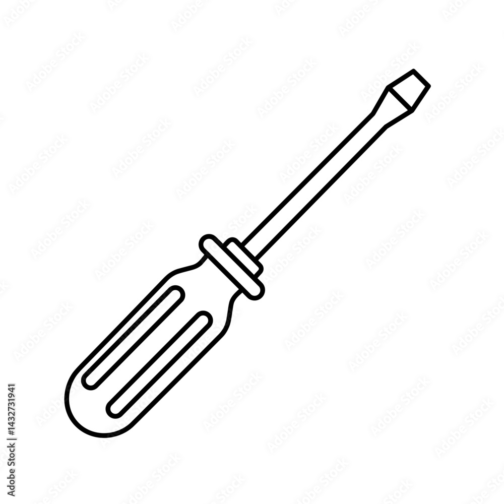 Flathead screwdriver icon in outline vector style