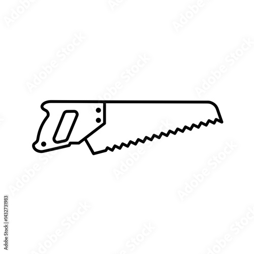 Hand saw icon in outline vector style