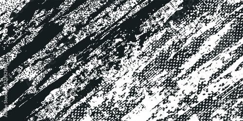 Grunge white lines and dots on a black background - Vector illustration