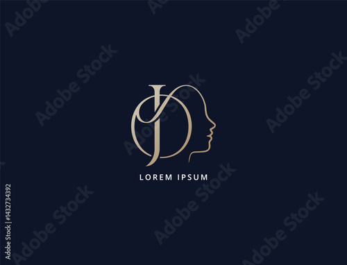 Unique oj with woman face logo deisgn typo, jo feminine, fashion logo oj