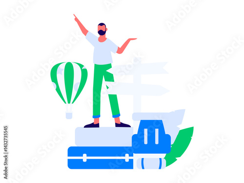 Holiday travel travel characters internet background vector hand drawn illustration
