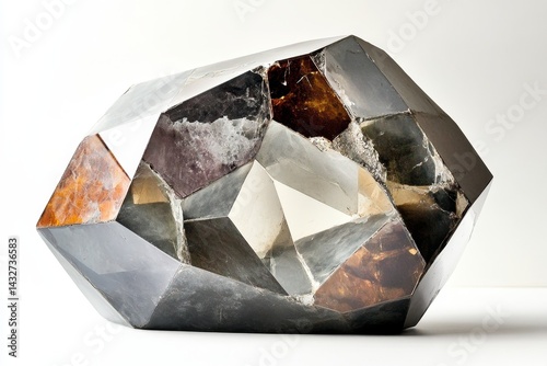 Abstract sculptural form of multifaceted, composite material.