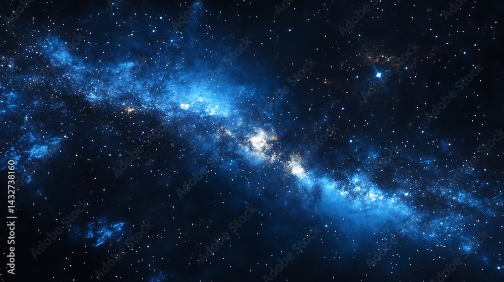 Naklejka premium Cosmic Nebula: A Serene Celestial Tapestry of Blues