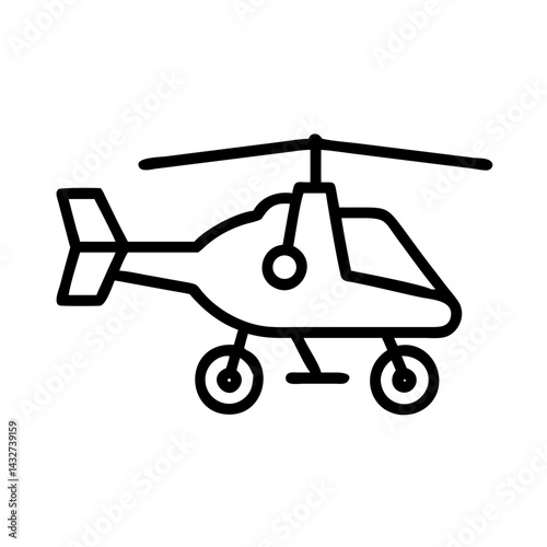 Gyrocopter icon in minimalist style with black outline  