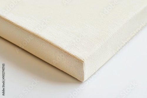 Close-up view of a blank, primed canvas panel. photo