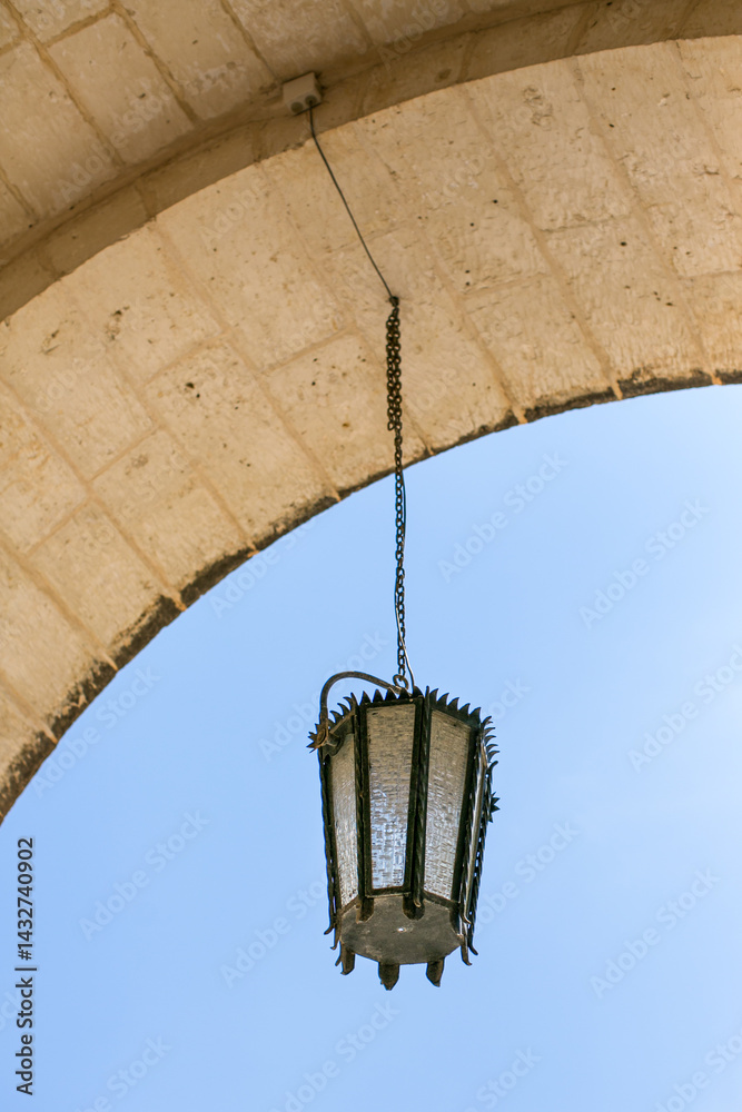 Ornate street lamps and old lights on the island of Malta