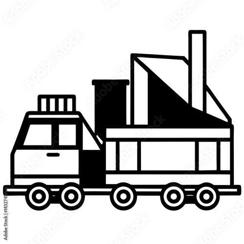 Silhouette of a train cart with cargo being loaded