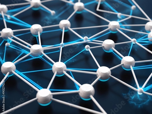 Interconnected Network of White Spheres with Blue Light Communication