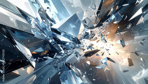 ブルーとグレーのクラッシュしたガラスのスタイリッシュな背景