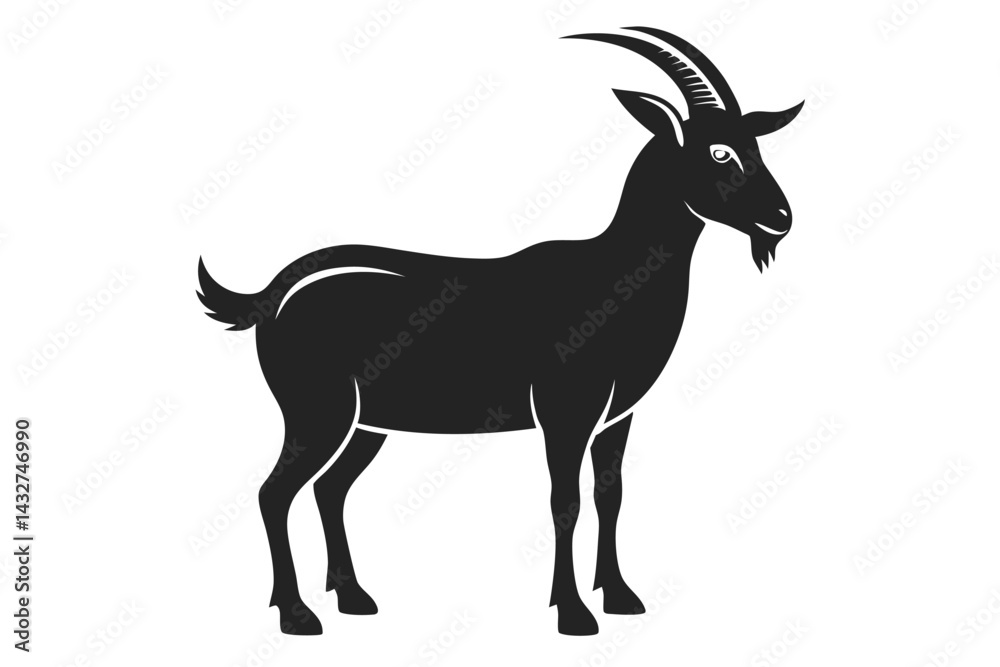 Fototapeta premium goat silhouette isolated on white.