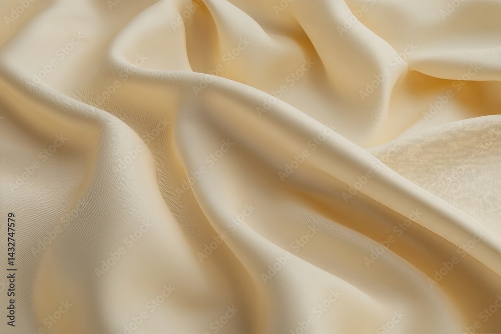 Fototapeta premium Close-up view of soft, pale cream fabric folds.