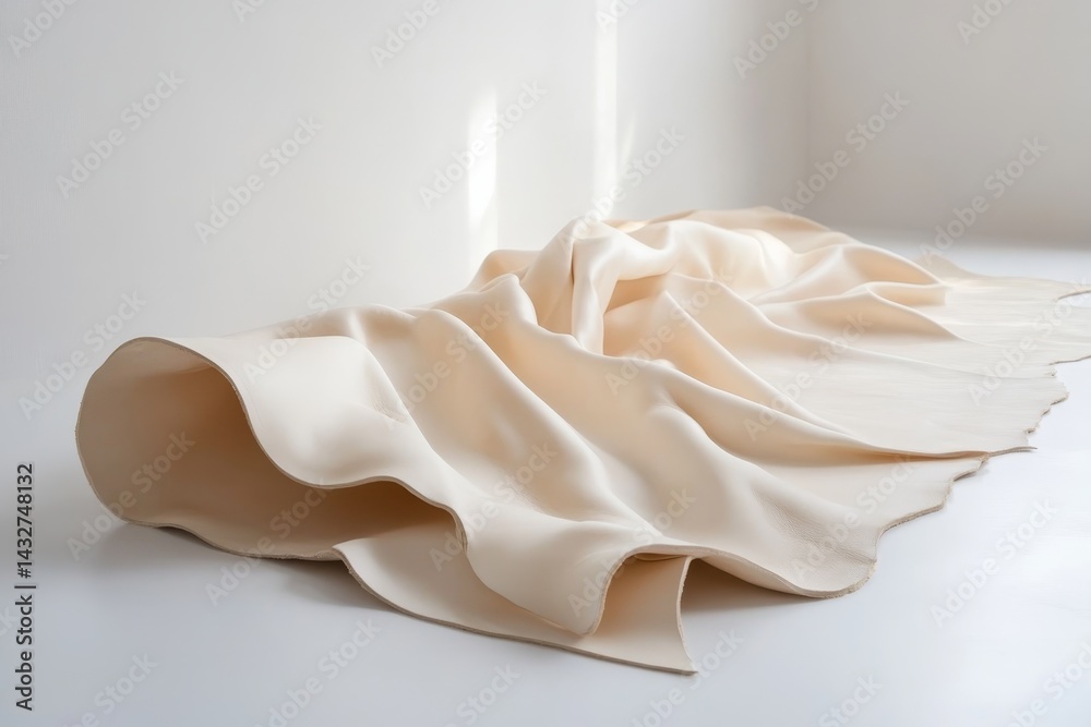 Cream-colored, sculpted fabric draped in flowing folds.