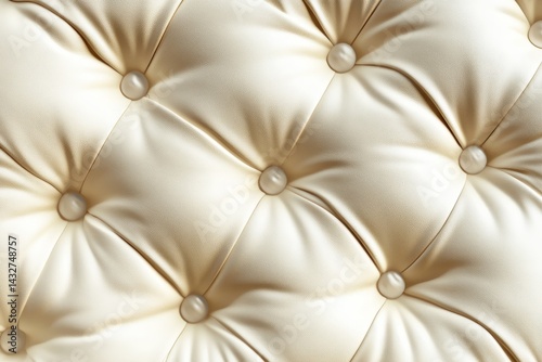 Creamy, quilted upholstery texture with decorative buttons.