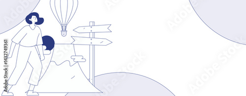 Holiday travel travel characters internet background vector hand drawn illustration
