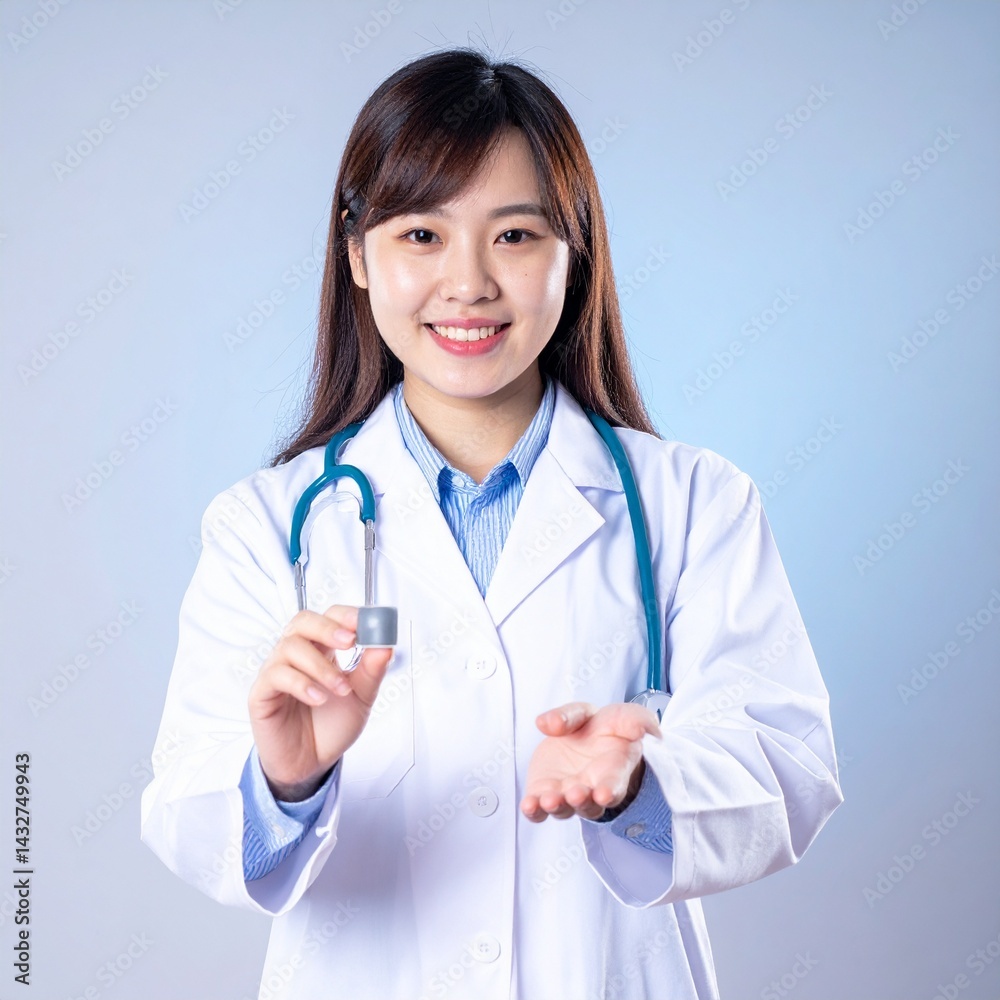 Asian Female Doctor Presenting Futuristic Medical Technology - Innovation in Digital Healthcare Asian Female Doctor Presenting Futuristic Medical Technology - Innovation in Digital Healthcare