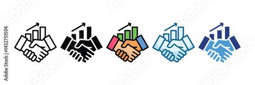 Partnership Growth Icon Set Multiple Style Collection