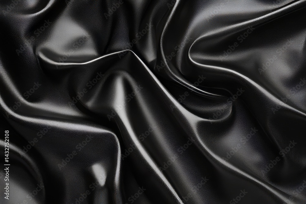 Fototapeta premium Intricate folds of luxurious black fabric.
