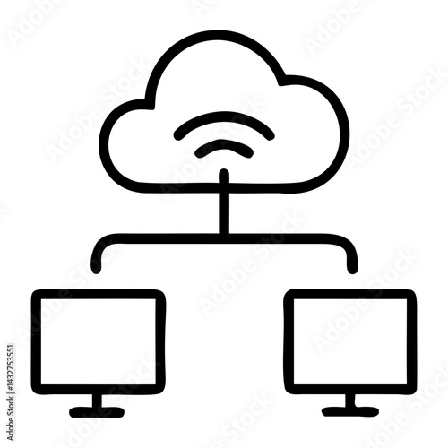 cloud computing Silhouette vector outline on transparent background