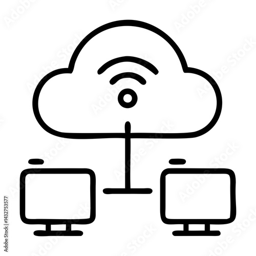 cloud computing black vector icon on transparent background