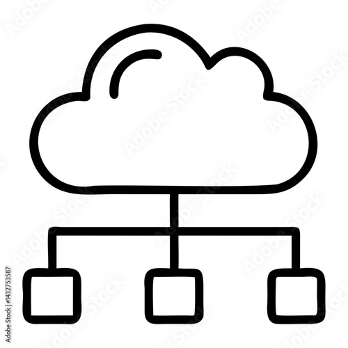 cloud computing black vector icon on transparent background