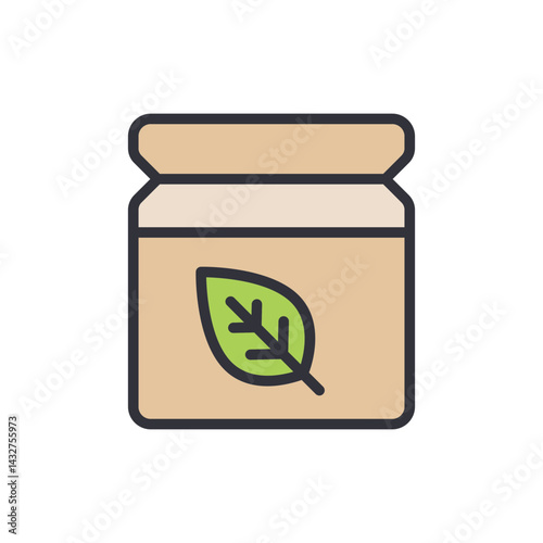 Compost package colored icons, minimalist vector illustration ,simple transparent graphic element .Isolated on white background
