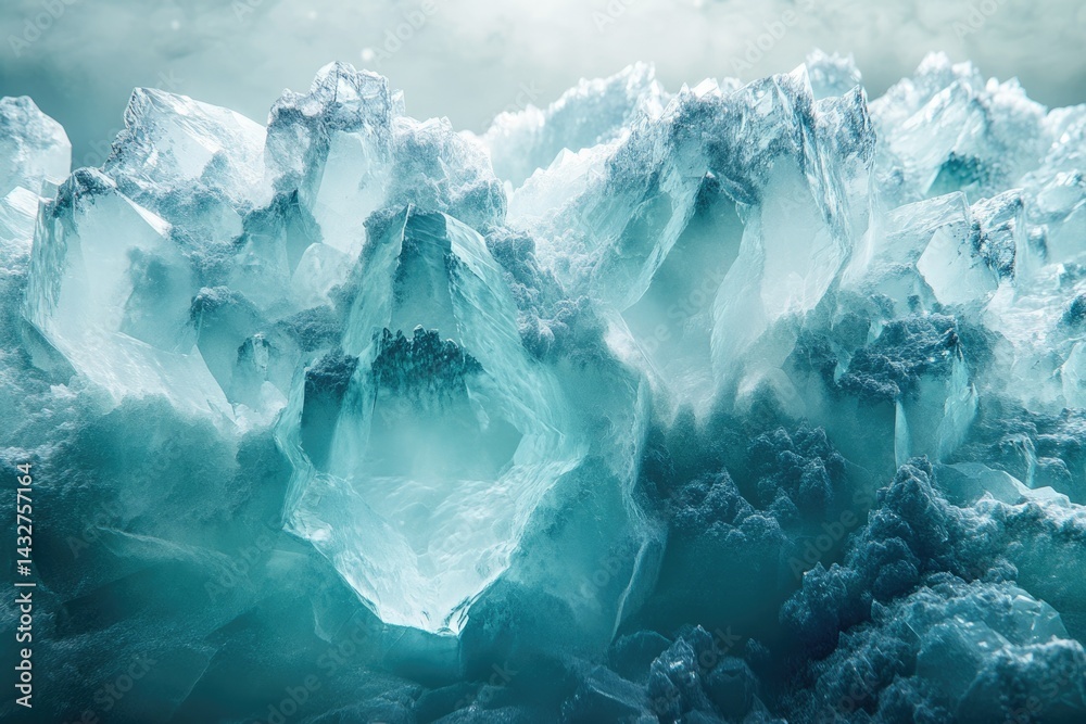 Fototapeta premium Stunning teal-colored ice formations create a mesmerizing, icy landscape.