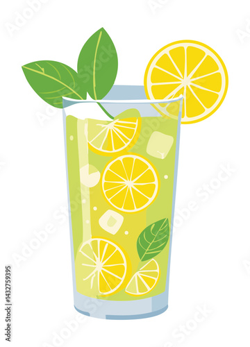 Glass of Lemonade Ice - Vector Illustration