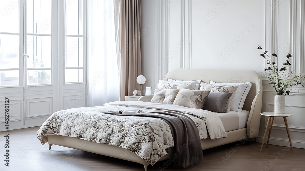 Obraz premium gentle sunrise filling room with comfort and design harmony