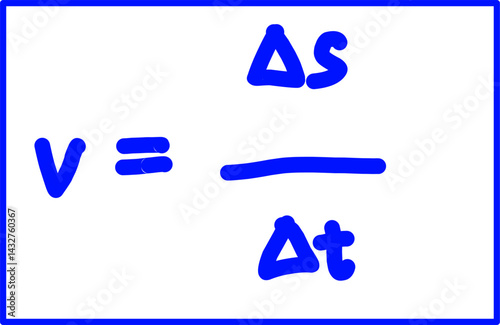 handwritten blue ink physics formula Average speed
