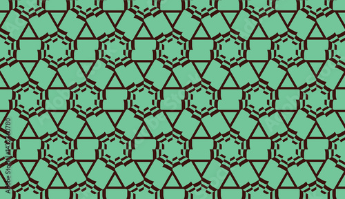 Template with geometric pattern. Vector illustration. Triangles style. Green, chocolate color. Seamless