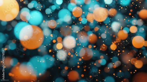 Colorful Bokeh Effect with Blue and Orange Lights on Dark Background