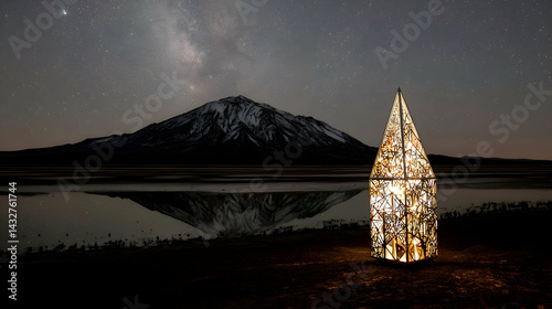 opening above a crystal-clear desert lake