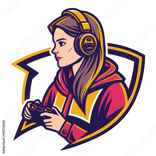 Female gamer profile illustration