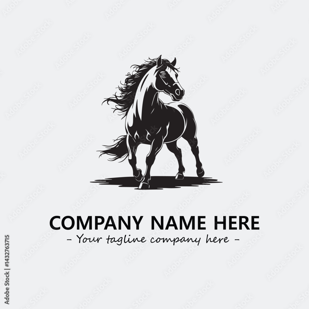 Horse illustration black and white for logo company vector image
Horse illustration black and white for logo company vector image