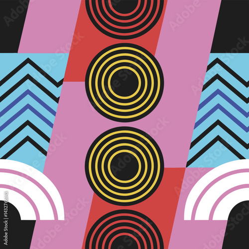 Abstract colorful vector art wallpaper design with a spiral pattern of circles and rainbow twirls
