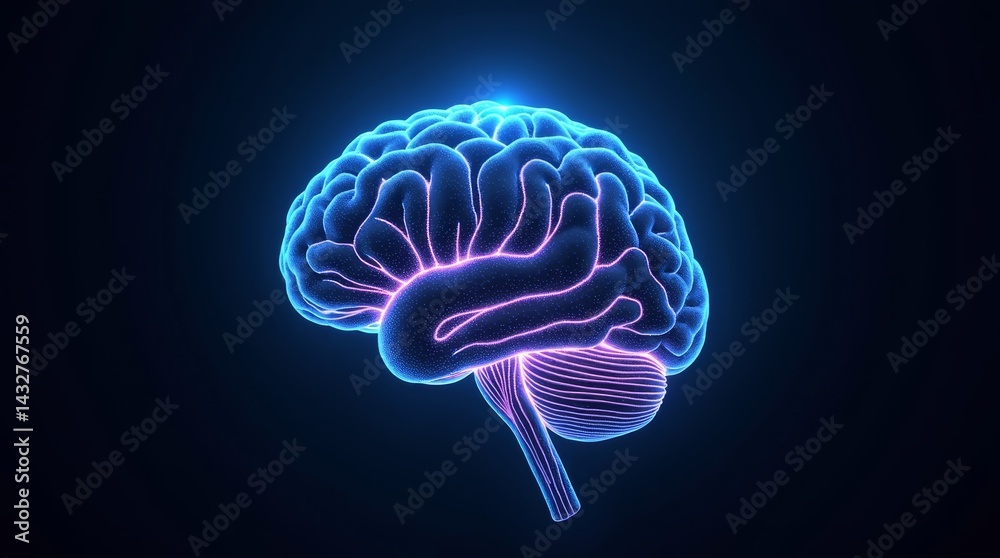 Obraz premium Artificial intelligence concept with glowing neural network in brain shape for modern technology and innovation visuals