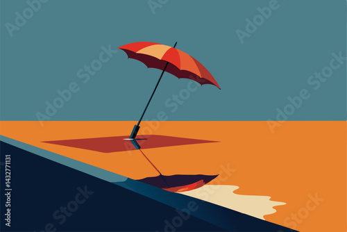 broken umbrella tossed in roadside puddle .eps

