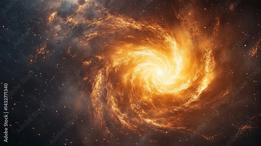 Fototapeta premium Fiery Spiral Galaxy in Deep Space