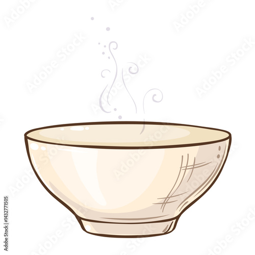 Tea Bowl Colored Detailed Illustration.